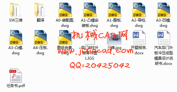 汽车后门外板冲压成型工艺分析及模具设计【后门B柱外板】【说明书+CAD+SOLIDWORKS】
