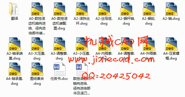 数控滚齿机轴向进给、径向进给部件及滚刀架回转运动部件设计【说明书+CAD】