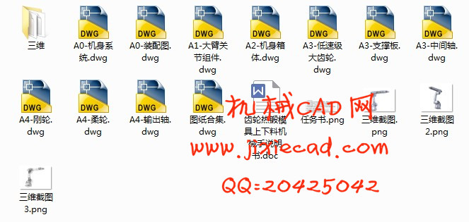 齿轮热锻模具上下料机械手设计【关节型】【说明书+CAD+SOLIDWORKS】